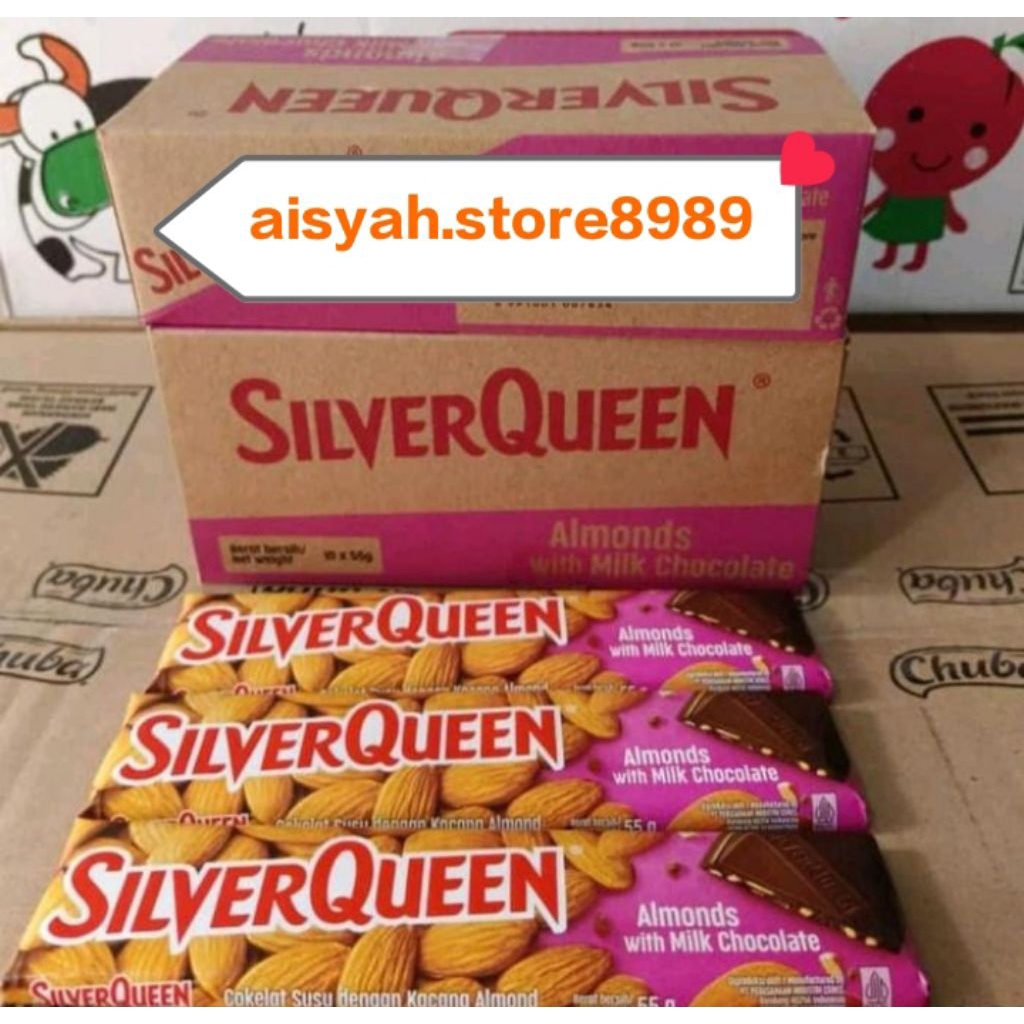 

Coklat SilverQueen varian Almonds 58gr (1 box isi 10pcs)
