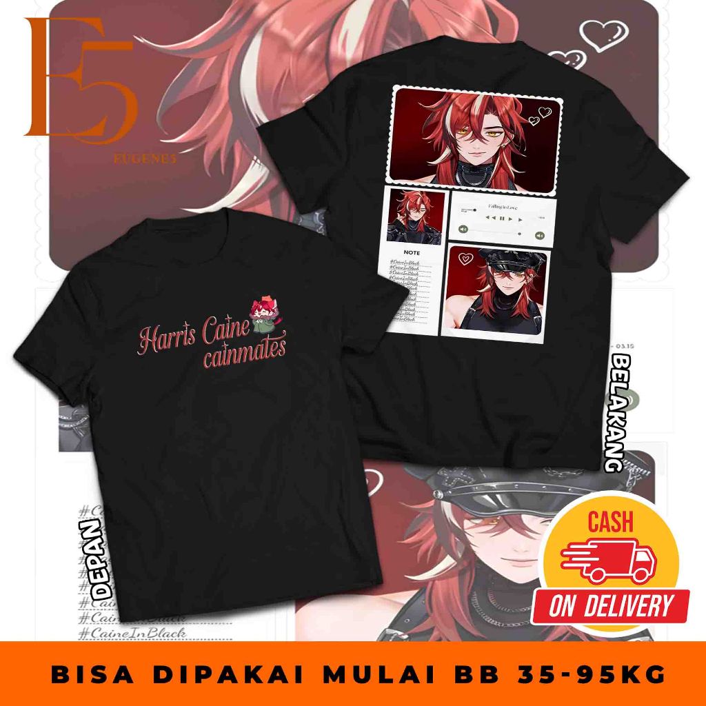 KAOS SABLON PREMIUM HUSBU HARRIS CAINE CAINMATES VTUBER TSHIRT DISTRO UNISEX HARRIS CAINE GRID