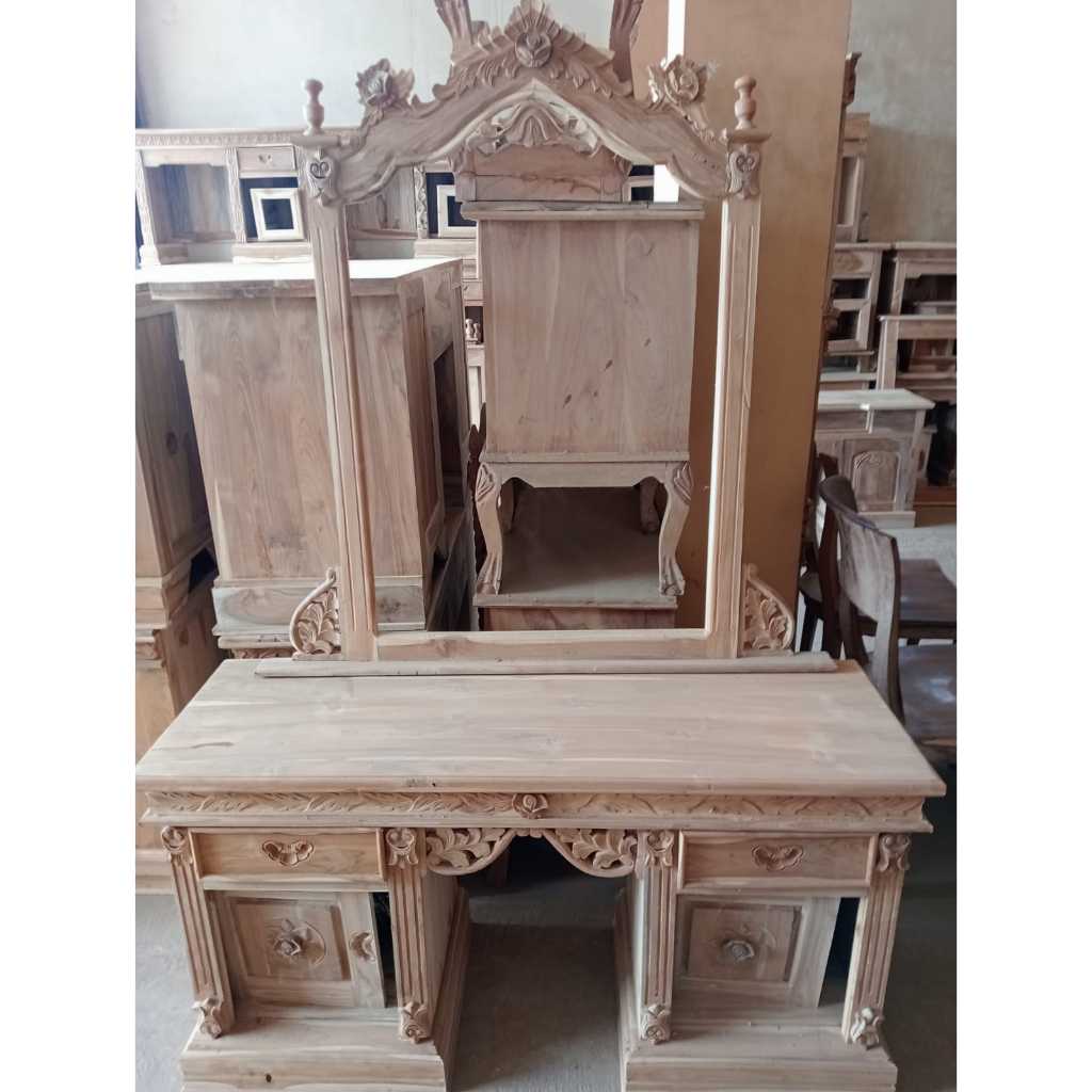 Meja Rias Monalisa Kayu Jati/Meja Rias Sudut Kayu Jati