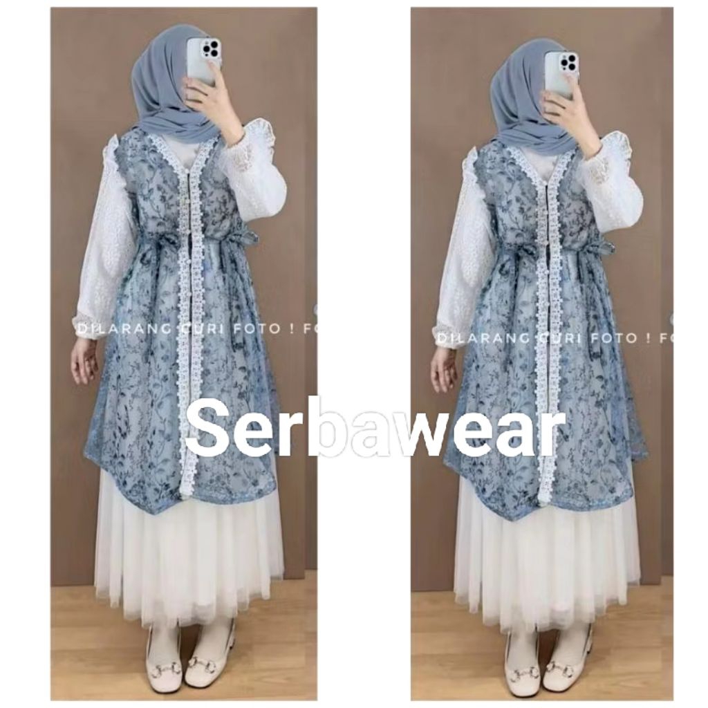 Yeril Outer Lace Brokat BY SERBAWEAR Ada Jumbo LD120 | Outer Lengan Panjang | Outer Brukat | Outer W