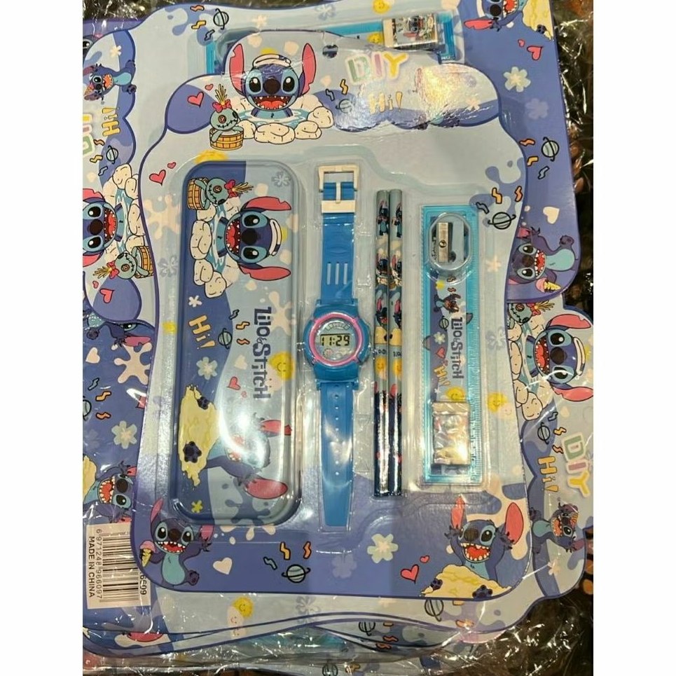 

kotak pensil stitch set alat tulis lilo stitch set jam tangan stitch anak