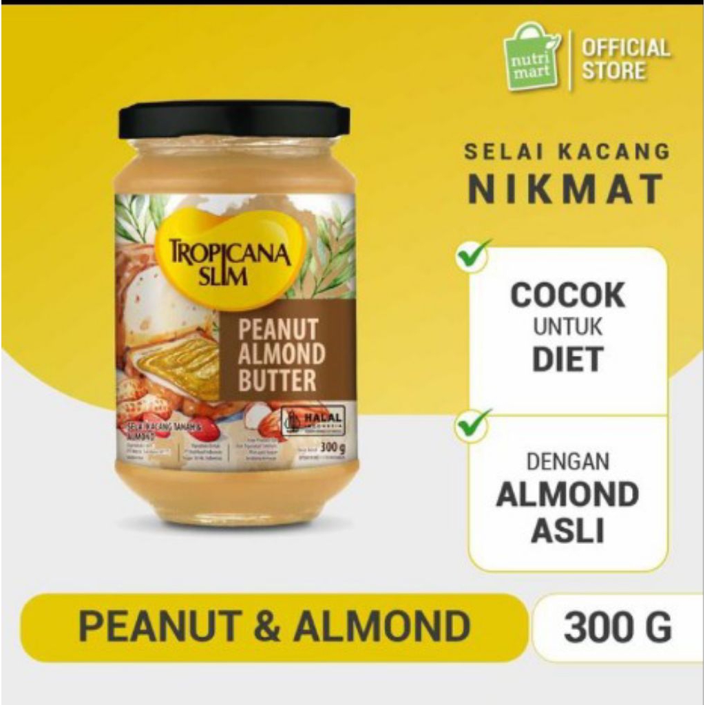 

Tropicana Slim Peanut Almond selai kacang almond 300 gr