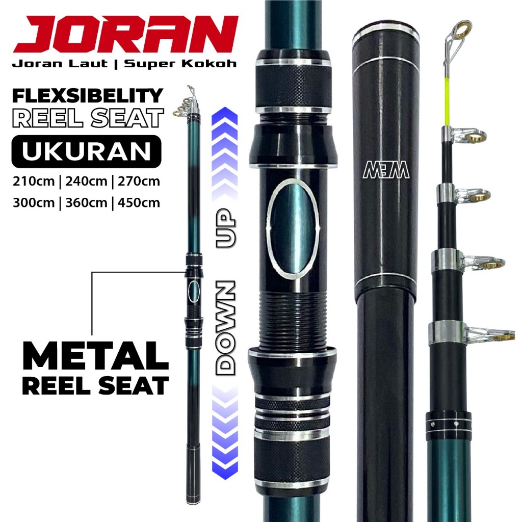 Joran Laut Portable Joran Pancing Antena Telescopic Portable Bahan High Carbon Real Seat Metal Joran