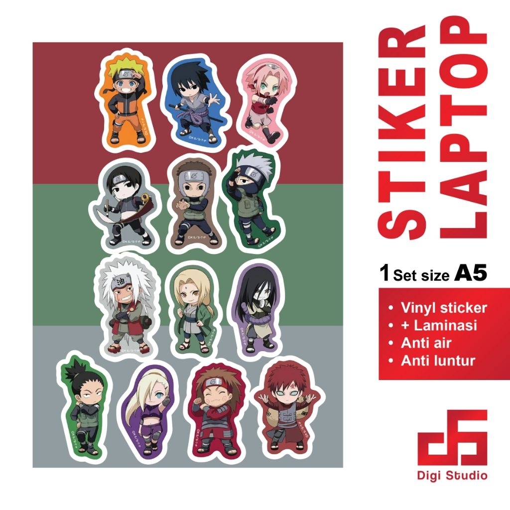 

Digi Studio - Stiker Sheet karakter Chibi Naruto mix satu set ukuran A5