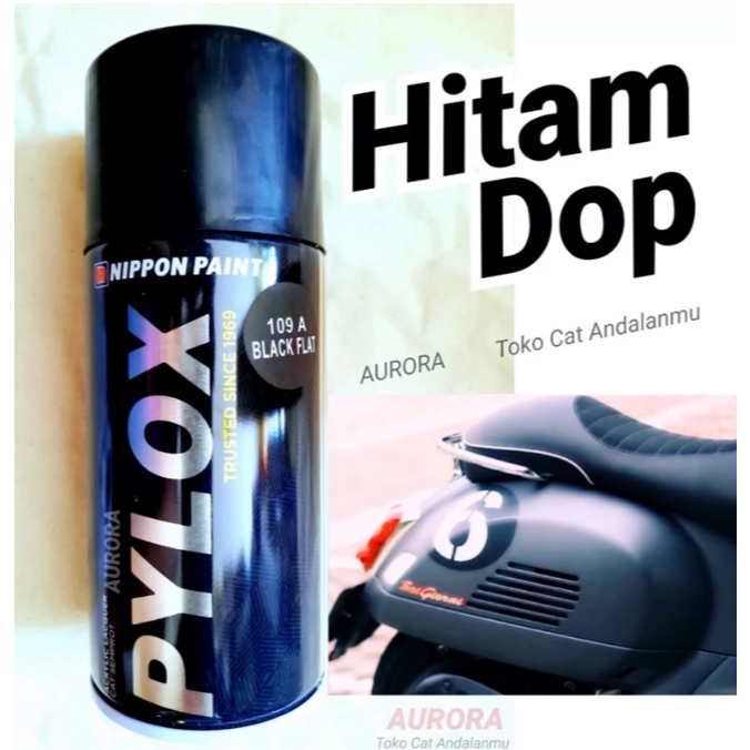Pylox Black Flat 109A Hitam Doff Nippon Paint 300ml Pilok Tahan Bensin cat sepeda motor mobil kendar
