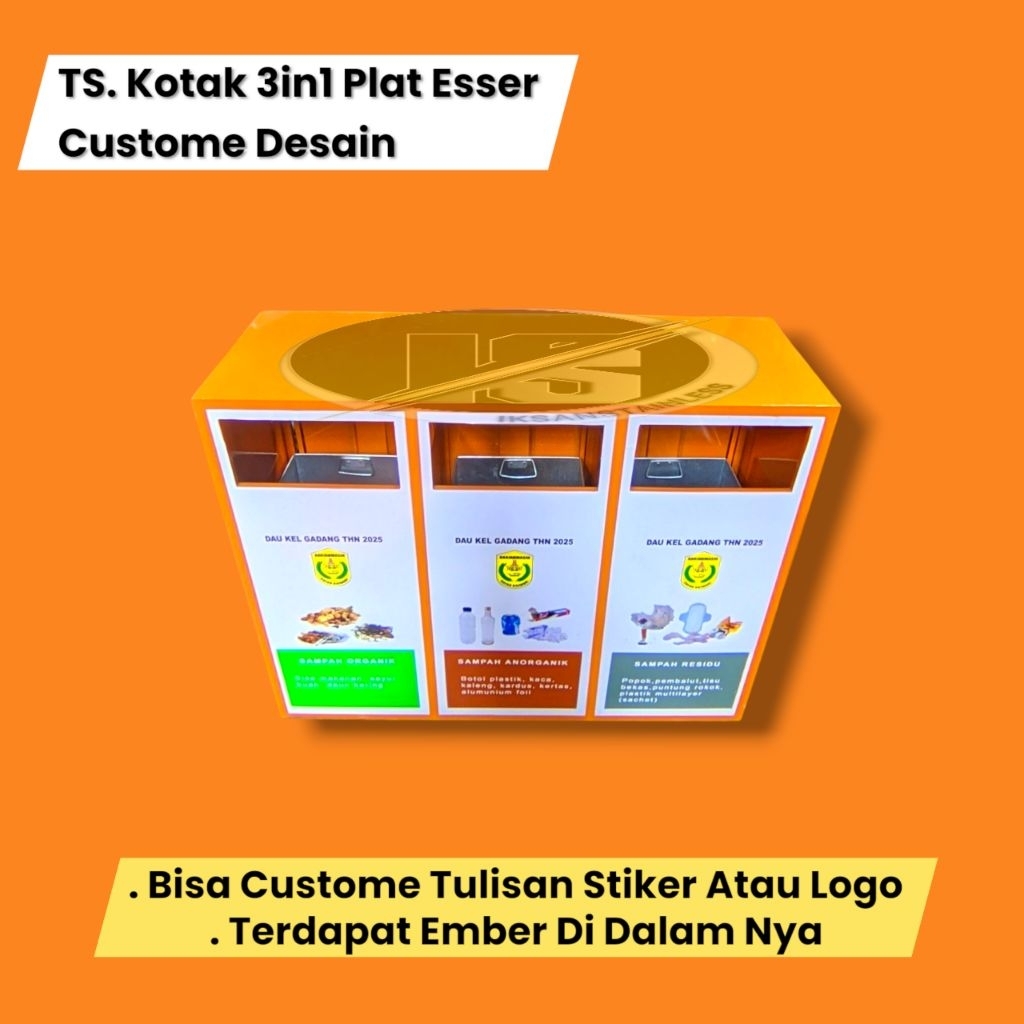 TEMPAT SAMPAH KOTAK 3IN1 PLAT ESSER COATING