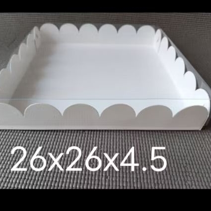 

BOX MIKA PUTIH - DUS BOLU - KOTAK BROWNIES - KARDUS 26x26x4.5 (ISI : 10PCS)