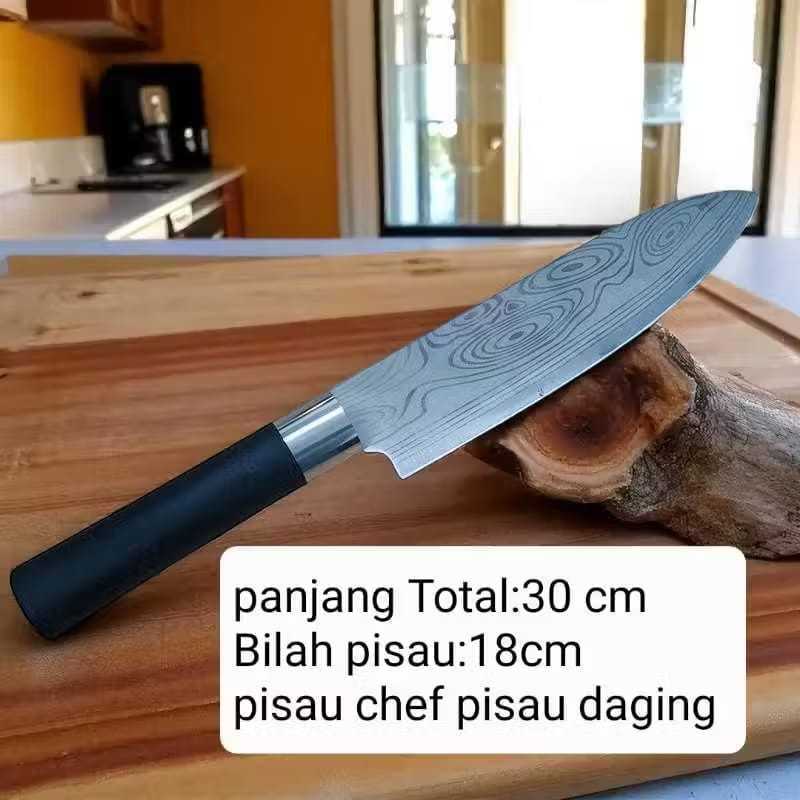PISAU DAGING PISAU DAMASCUS PATTERN ASLI PISAU CHEF PISAU SERBAGUNA SUPER TAJAM