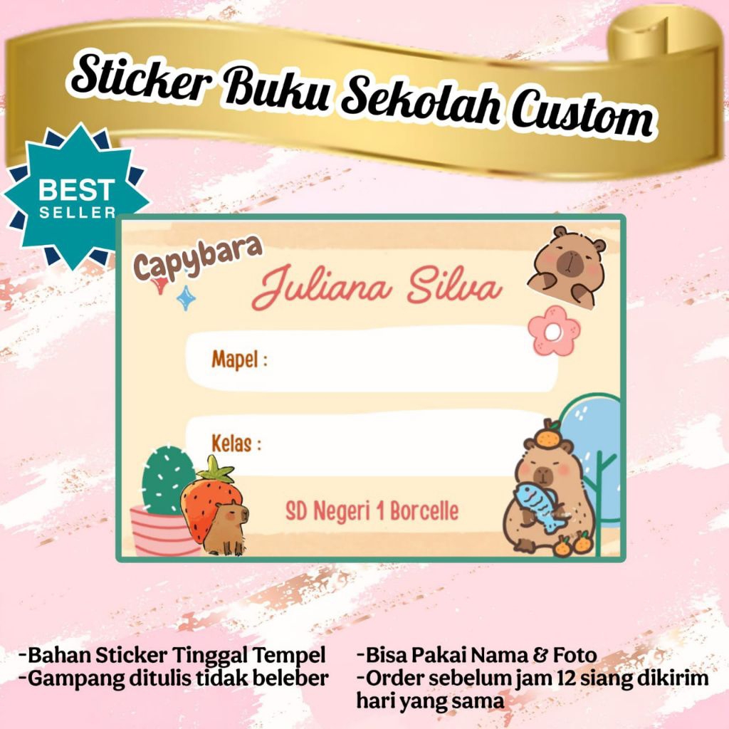 

STIKER LABEL BUKU SEKOLAH MOTIF CAPYBARA / CAPIBARA
