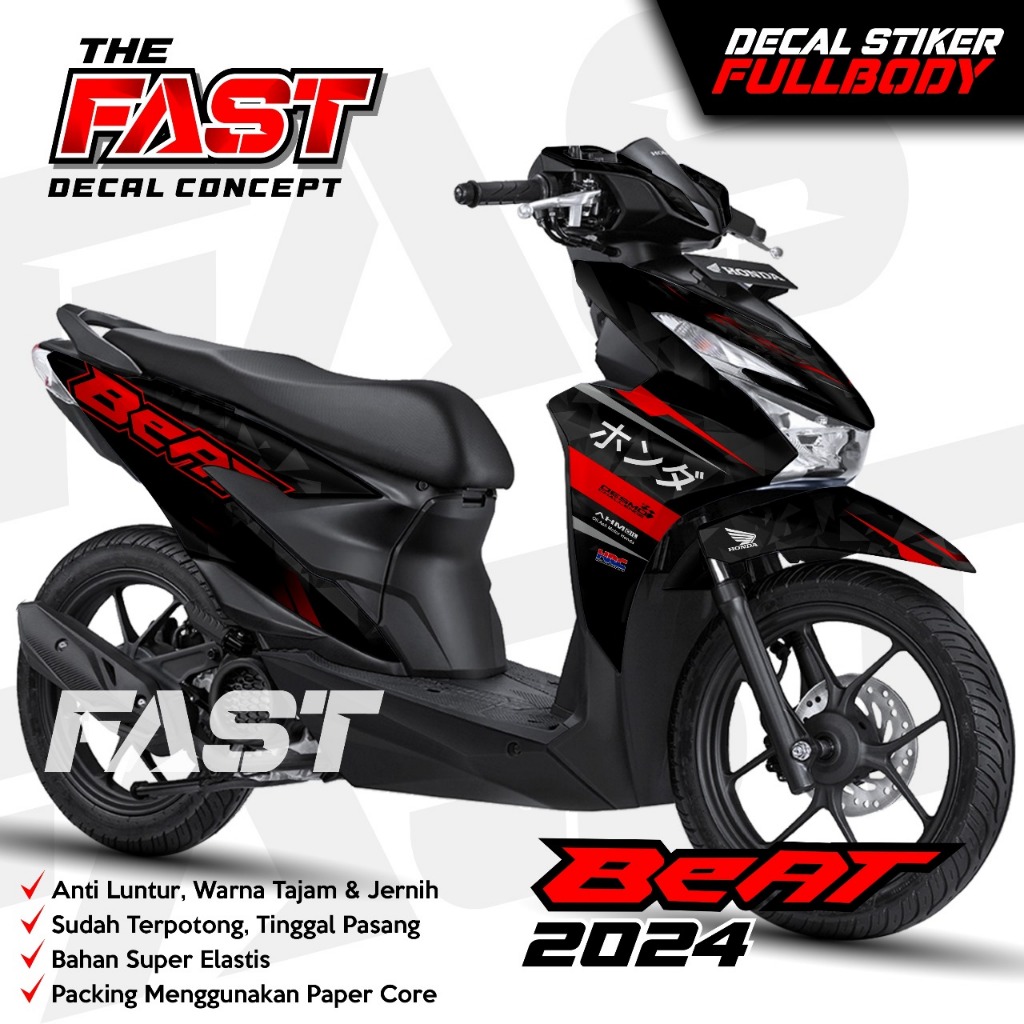 Stiker Dekal BeAT new 2024 Fullbody  TERBARU Decal Beat 2024 motif RACING kanji  Fullbody Striping B