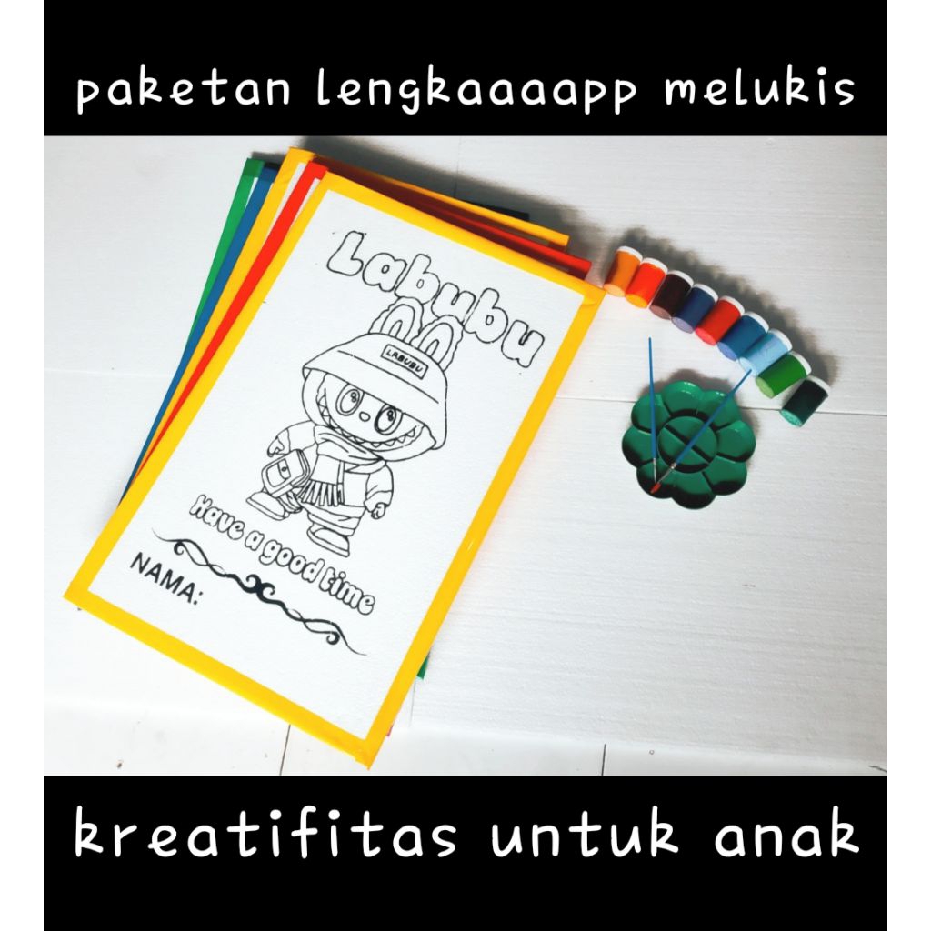 

PAKET MELUKIS ANAK LENGKAP Styrofoam 5 + cat 9 warna + kuas + palet, styrofom lukis paket lengkap, paket melukis anak