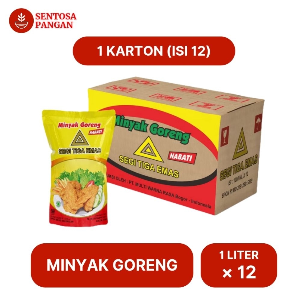 

Minyak Goreng Segi Tiga Emas 1 Liter Isi 12 pcs