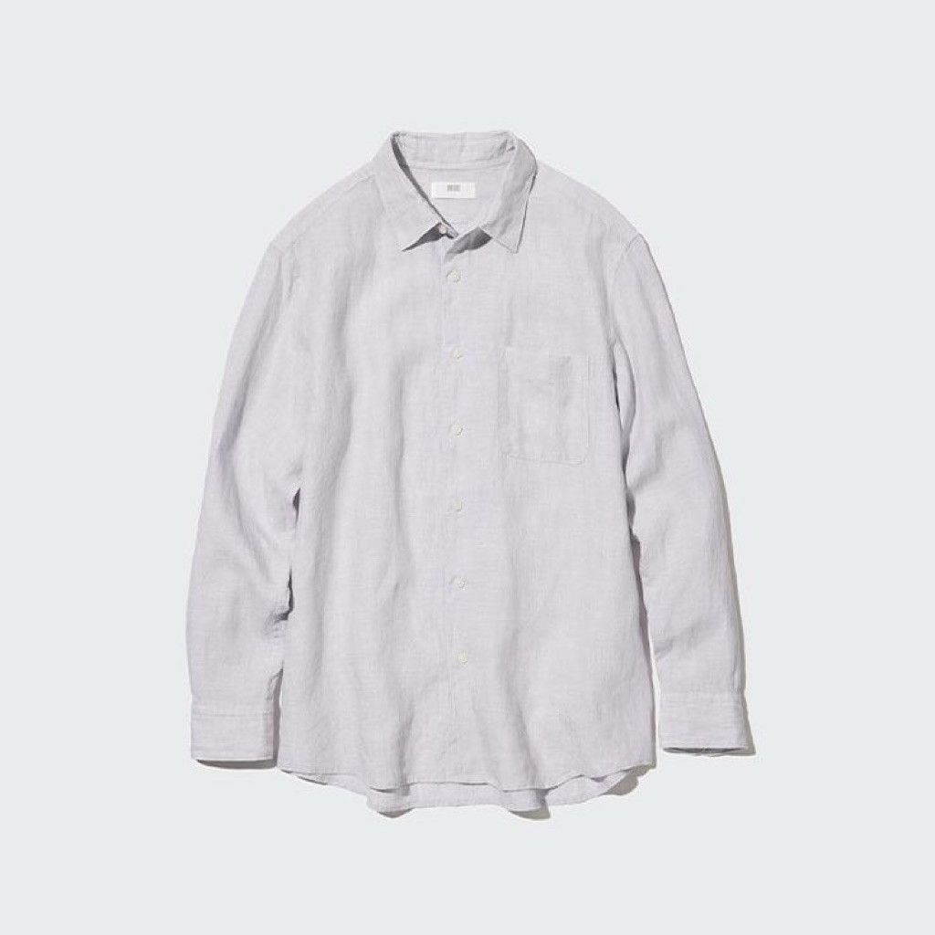 UNIQLO Kemeja Pria Warna Abu– Bahan Linen Premium