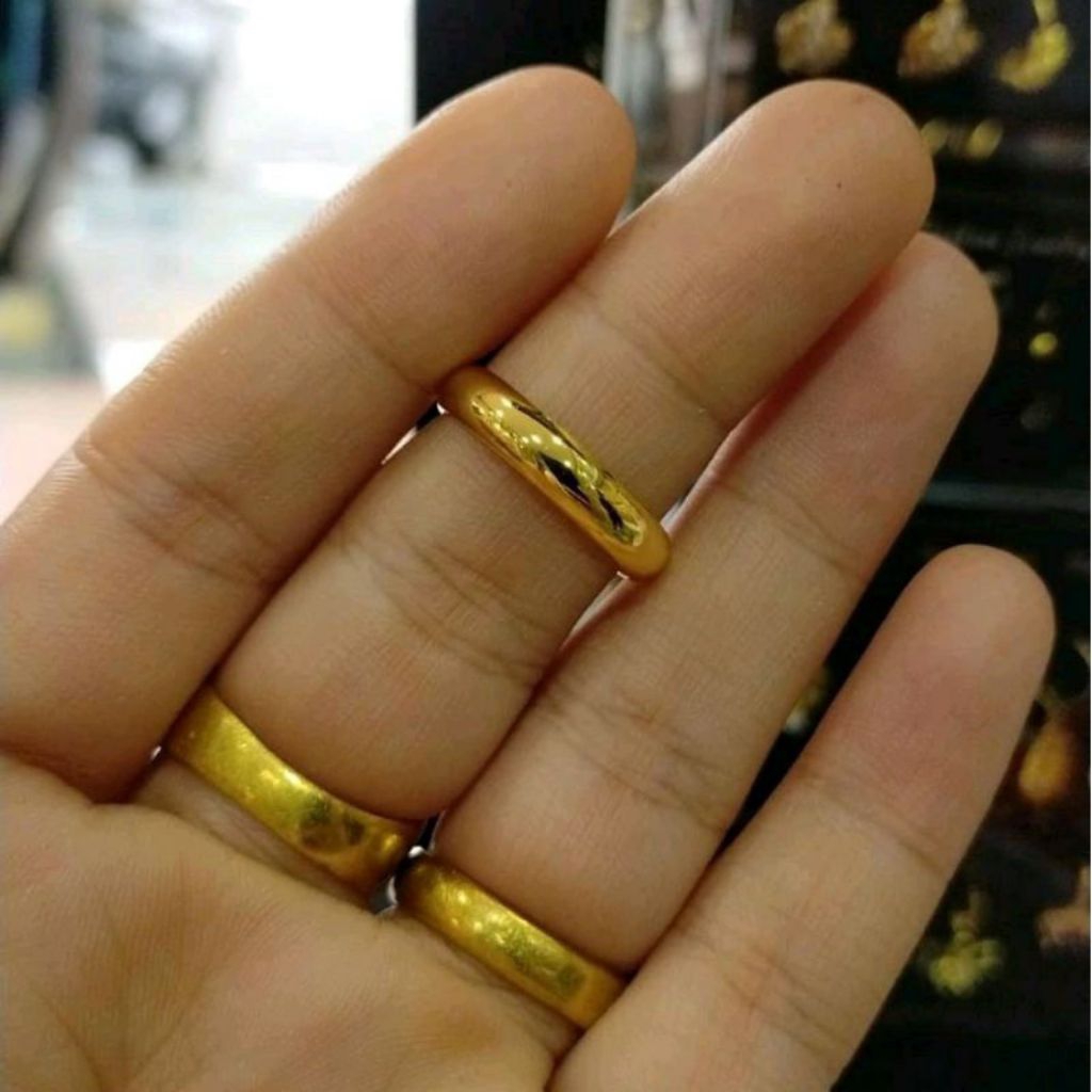 cincin belah rotan replika emas London 24k kualitas golden persis seperti emas asli cincin nikah cin
