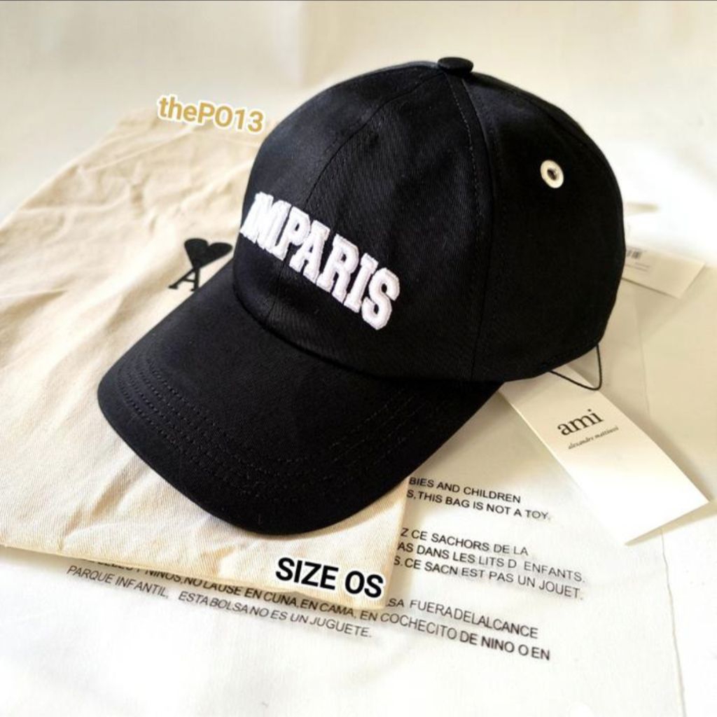 AMI PARIS WHITE LETTER TONAL CAP BLACK FW22 AUTHENTIC 100% BNWT