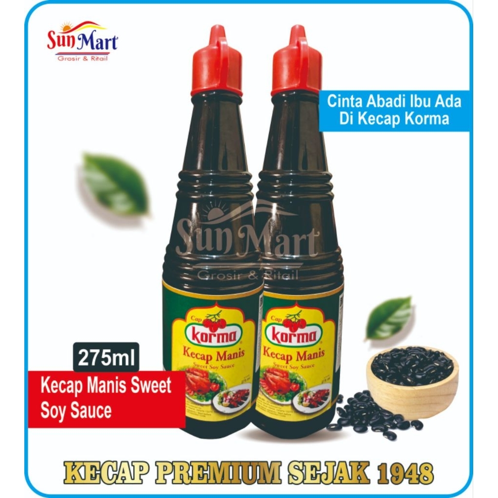 

KECAP Manis Cap KORMA 2 pcs x 275ml botol plastik