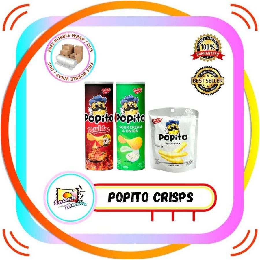 

Naraya Popito Potato Stick Original Crisps Buldak Spicy Chicken Sour Cream Onion ~ 110 g Keripik Kentang Stik