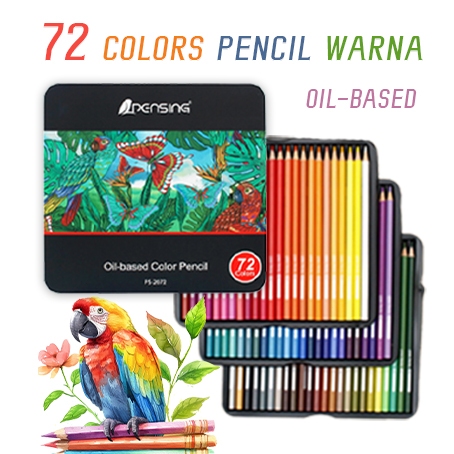 

Pensing 72 Warna Pensil Warna Set Kain Warna-warni Oil Based Color Pencil Gift Box Art Supplies