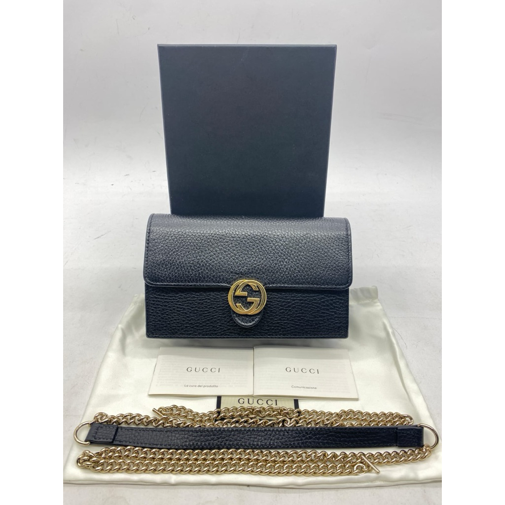 GUCCI INTERLOCKING WOC BLACK LIGHT GHW