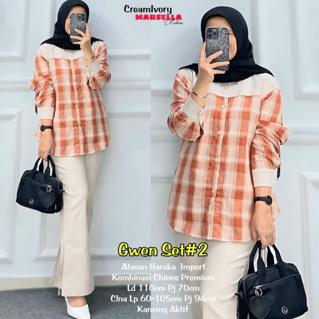 Gwen Set #2 By Marsella/ Kemeja Wanita Setelan Celana Cutbray
