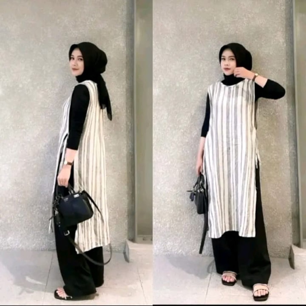 Andara-Outer Long Vest Cardigan-Outer Tunik Motif Premiun Luaran Muslim-Simpel Elegan