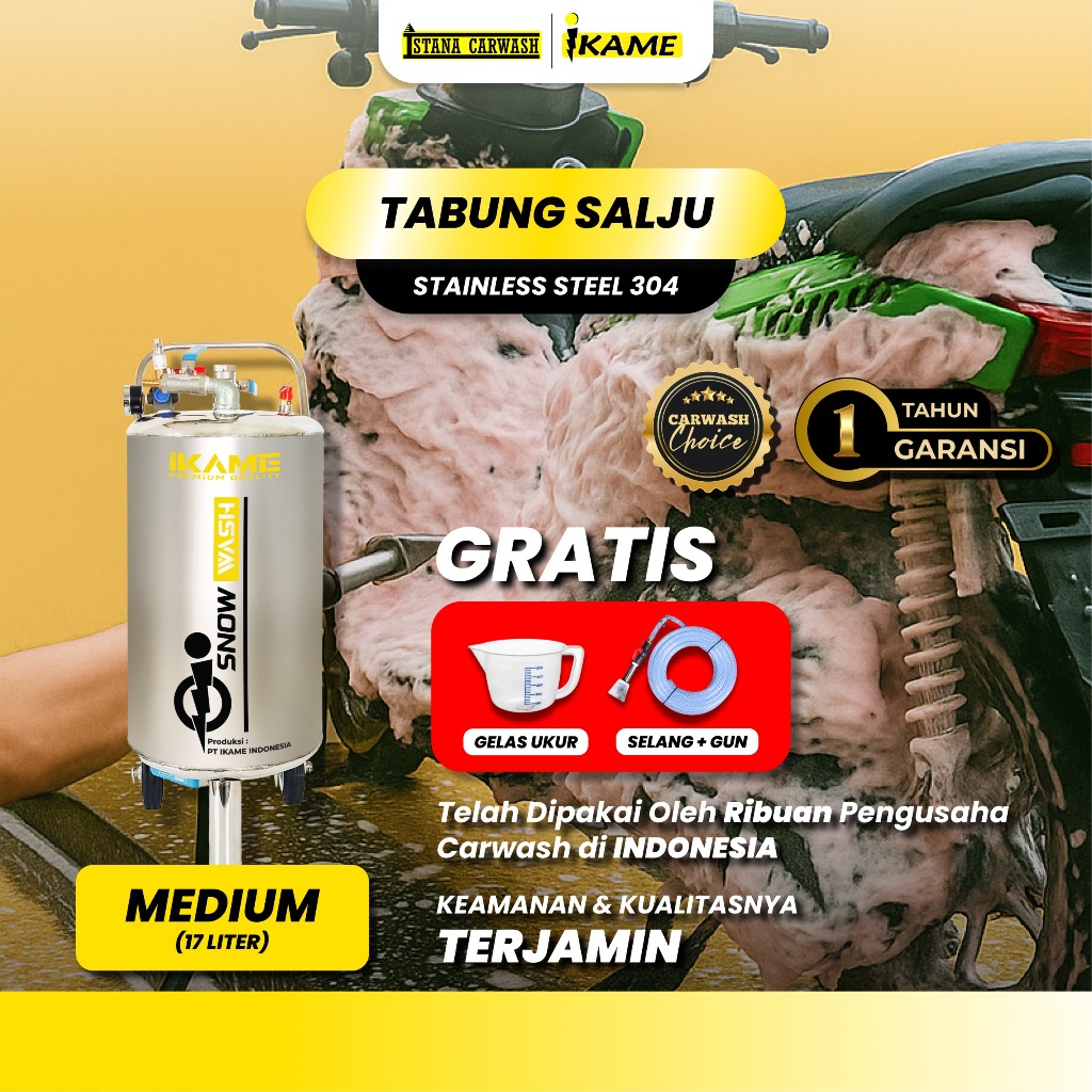 Tabung Snow Wash 20 liter Tabung Salju Ikame Medium Stainless Cuci Mobil Motor