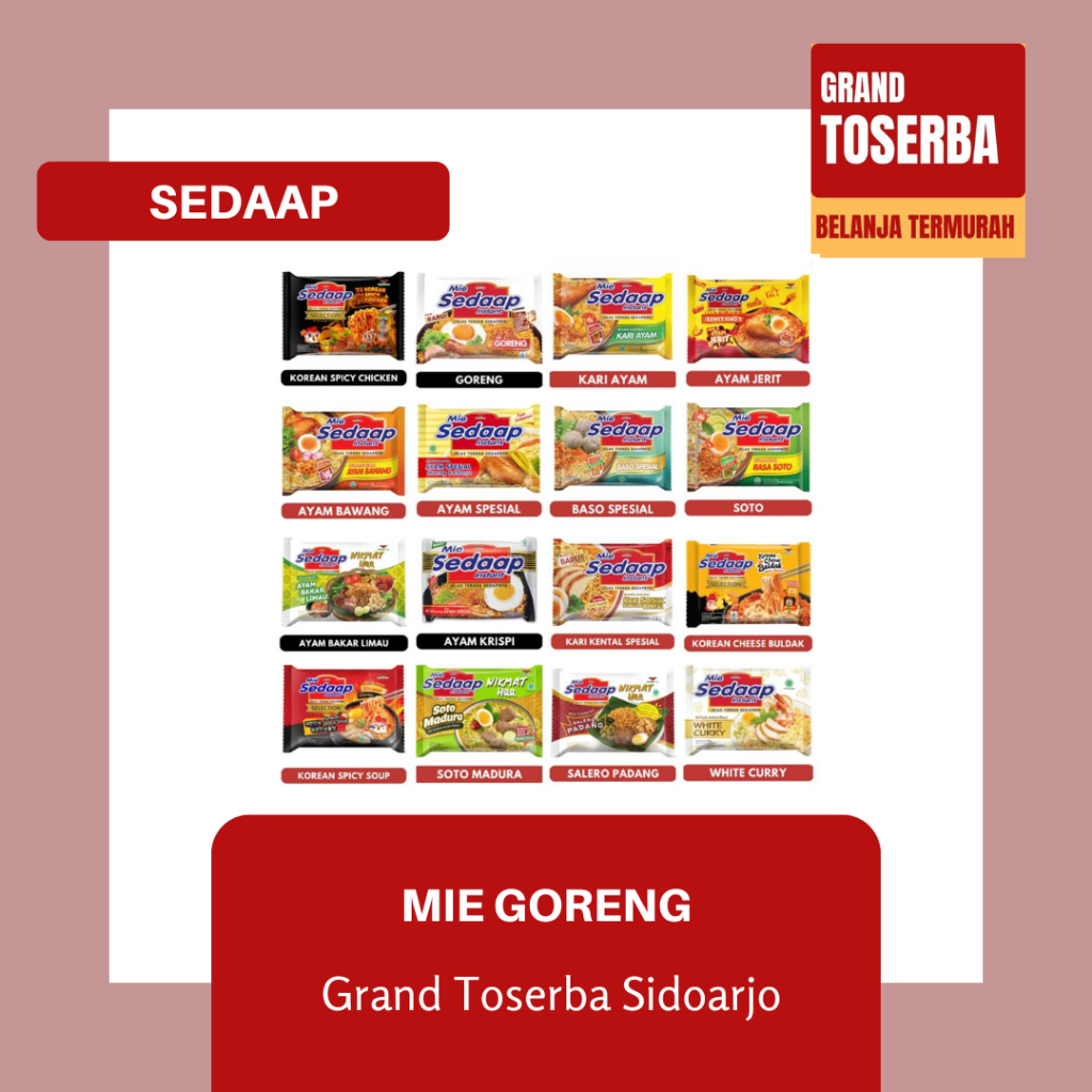 

[GORENG] SEDAAP MIE INSTAN 86g - 93g / MIE GORENG DENGAN TOPPING MELIMPAH / MAKANAN INSTAN