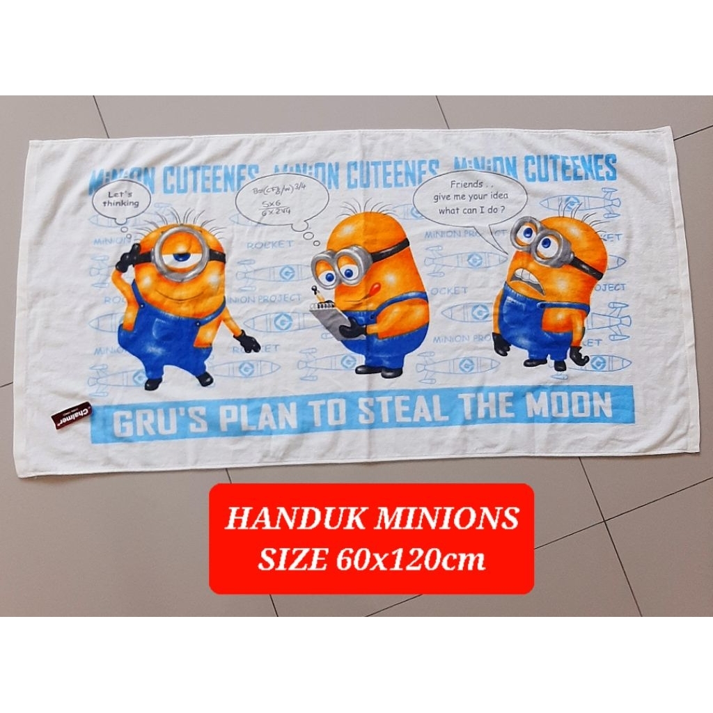 handuk minion handuk karakter minion handuk universal karakter minion handuk katun karakter 60x120cm