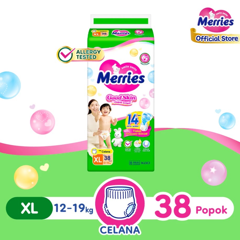 Merries GOOD SKIN PANTS Popok Bayi NB-S40/M48/L42/XL38/XXL28 KEMASAN BESAR