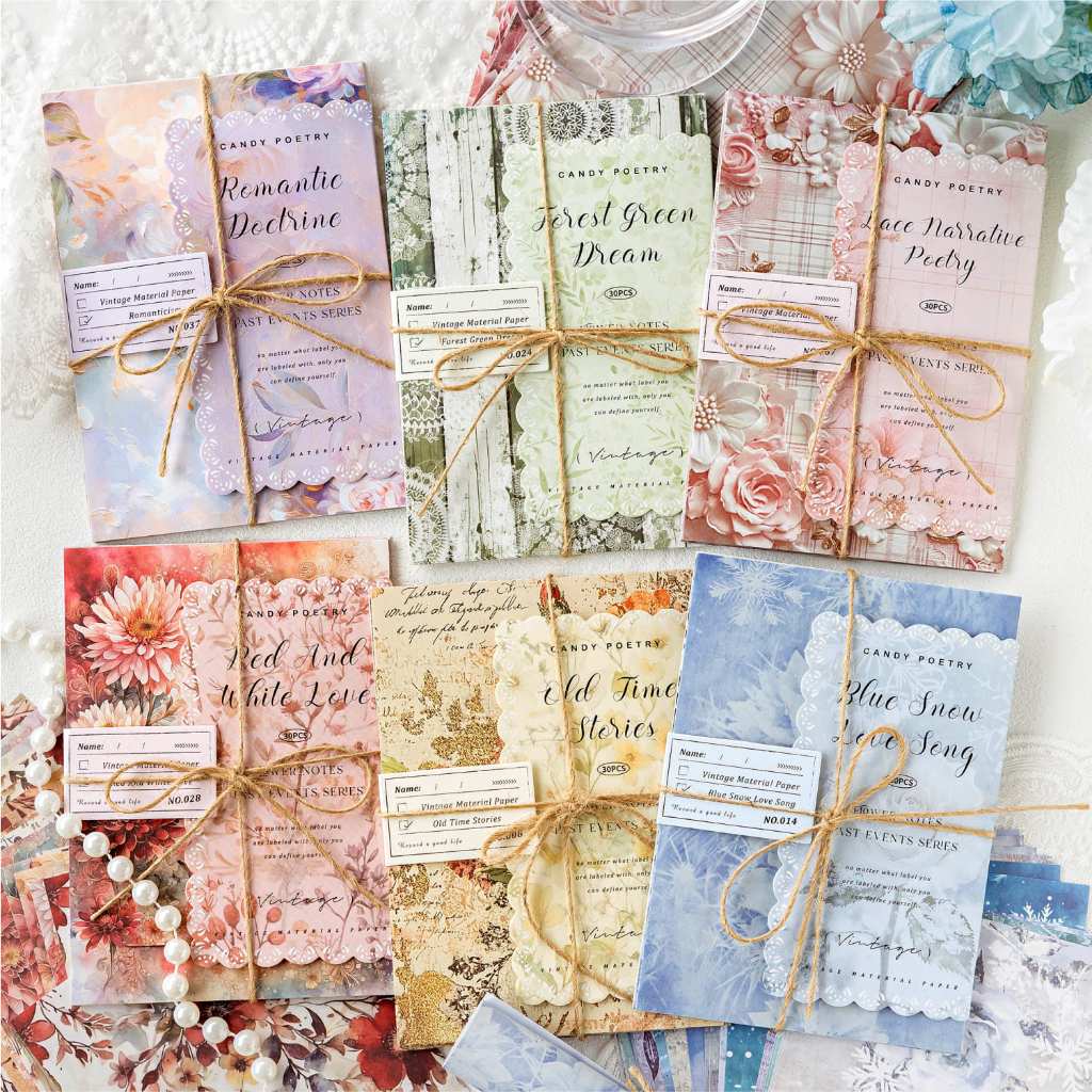 

(5M21) 30 Lembar Kertas Hias Seri Catatan Bunga 10x14cm Untuk Dekorasi Scrapbook Bullet Journal Diary Jurnal Retro Vintage