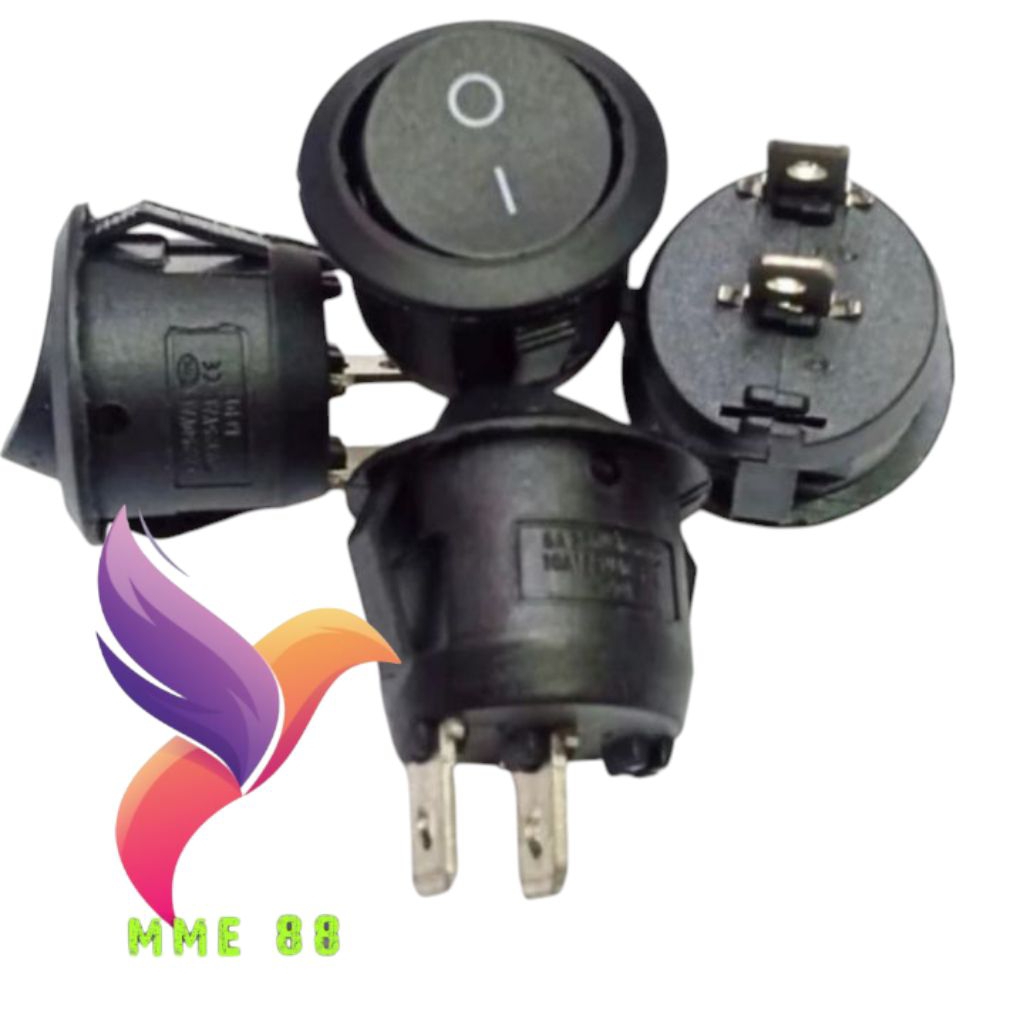 Saklar On Off Bulat 2Pin Hitam Minus Lampu