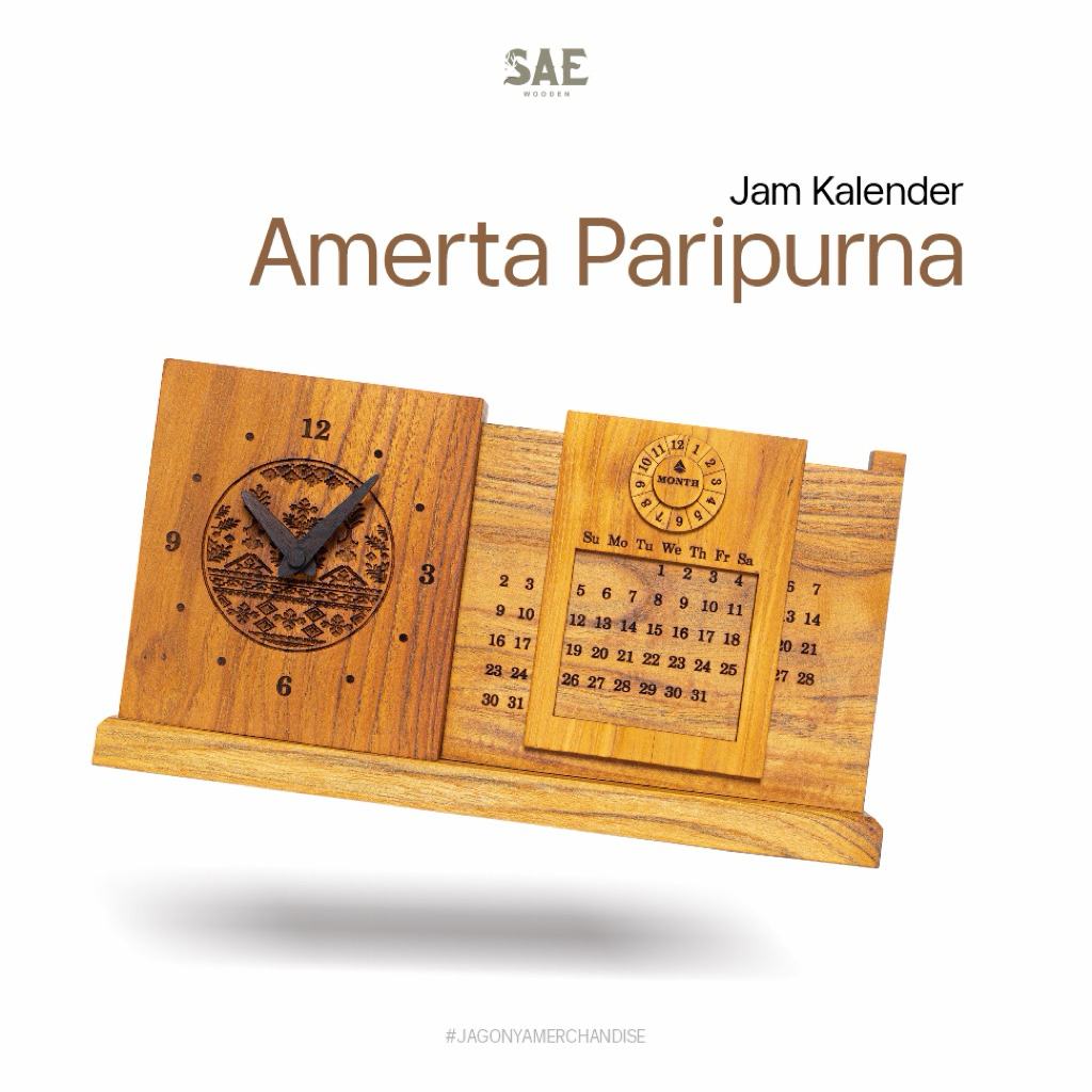 

SAE Wooden - Jam Kalender Amerta Paripurna
