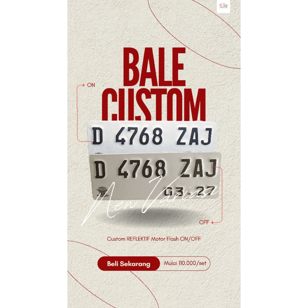 PLAT NOMOR MOTOR CUSTOM, REFLEKTIF,MOTOR,VARIASI