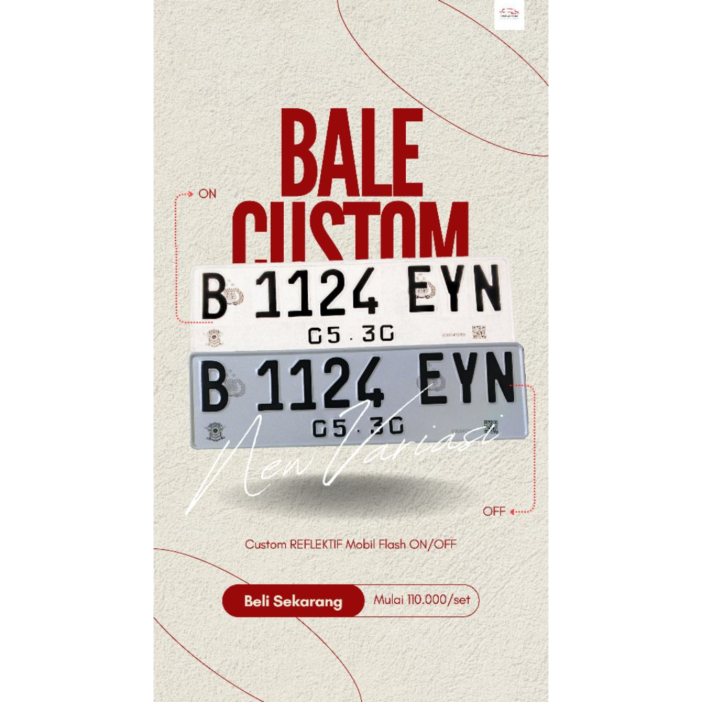 PLAT NOMOR MOBIL CUSTOM, REFLEKTIF,MOBIL