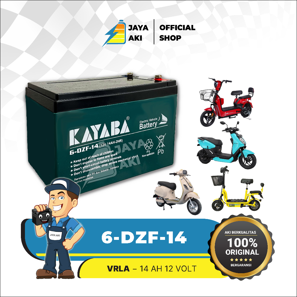KAYABA 6-Dzf-14 12V 14Ah Aki Sepeda Listrik