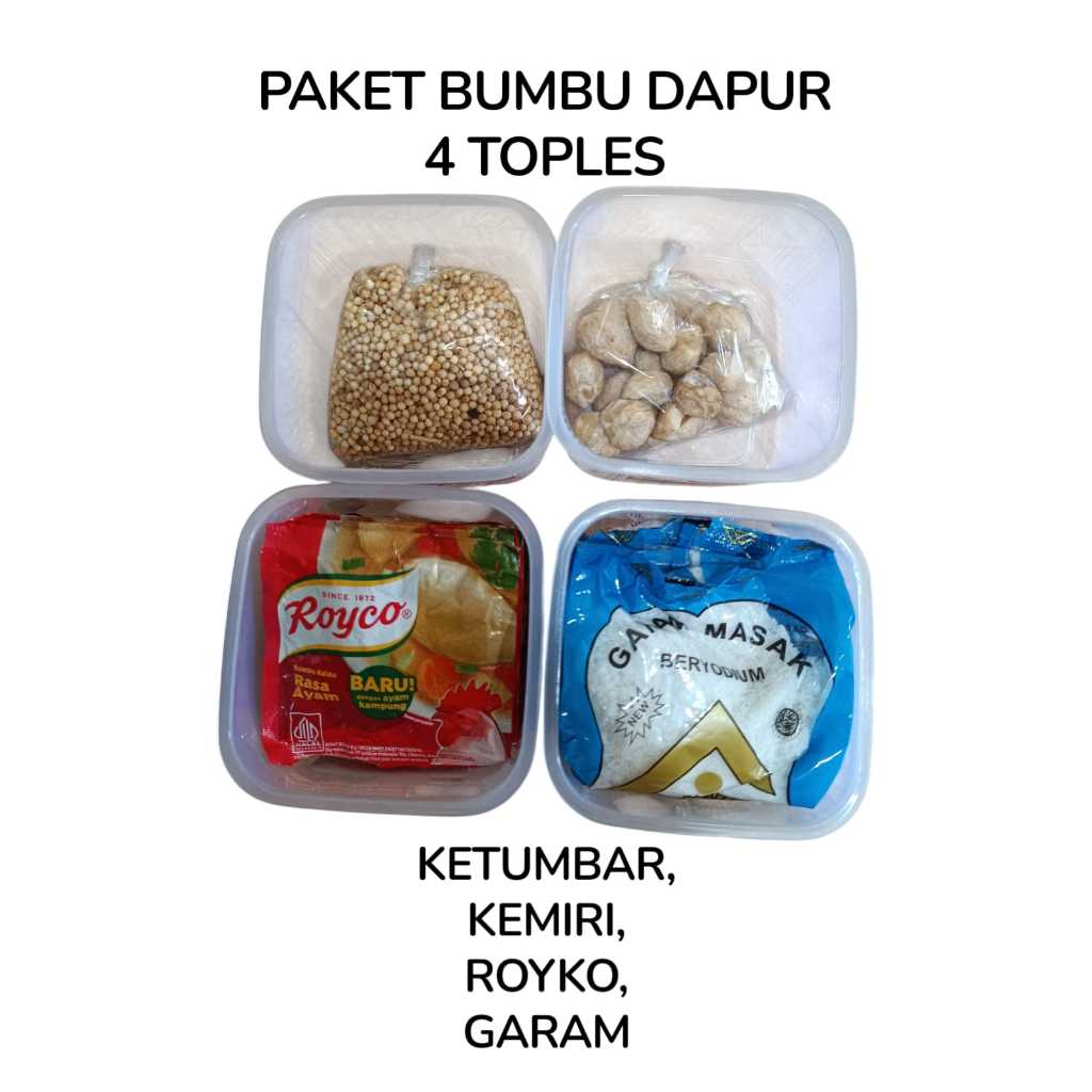 

Paket Bumbu Dapur 4 Toppes, Lengkap pakai toples cantique