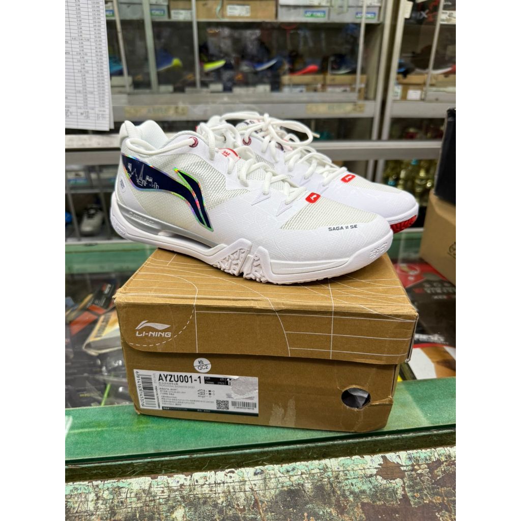 Sepatu Badminton LINING SAGA 2 SE / Li-Ning SAGA II SE White Olympic (Size  43 ⅔) ORIGINAL