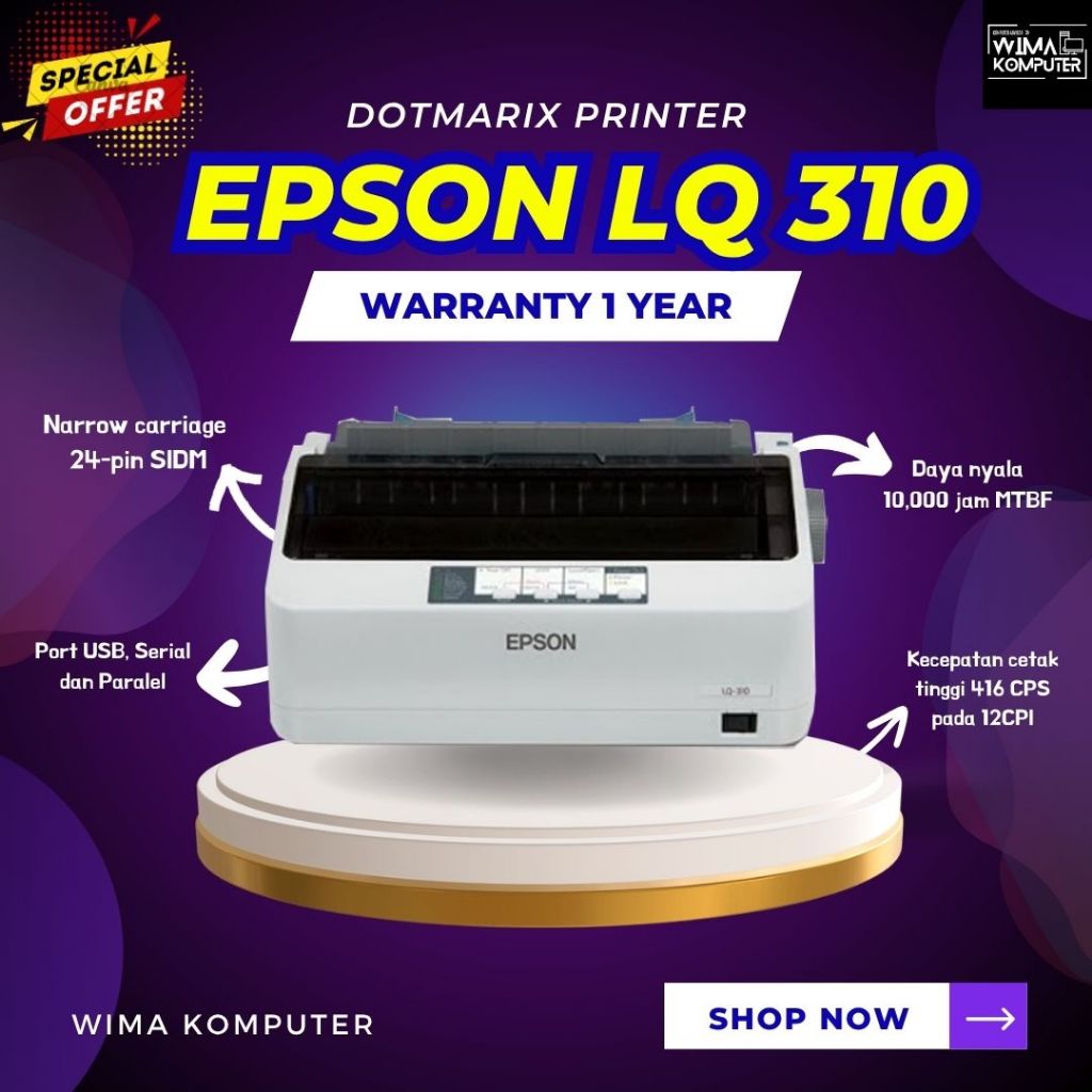 Printer Epson Dotmatrix LQ310 EPSON LQ-310 LQ310 LQ 310 Garansi (N)