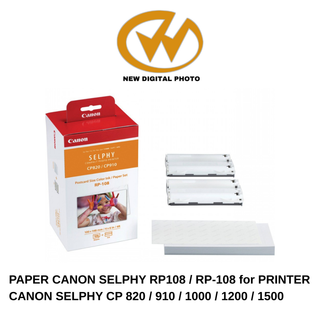 PAPER CANON  SELPHY RP108 / RP-108 for PRINTER CANON SELPHY CP 820 / 910 / 1000 / 1200 / 1500