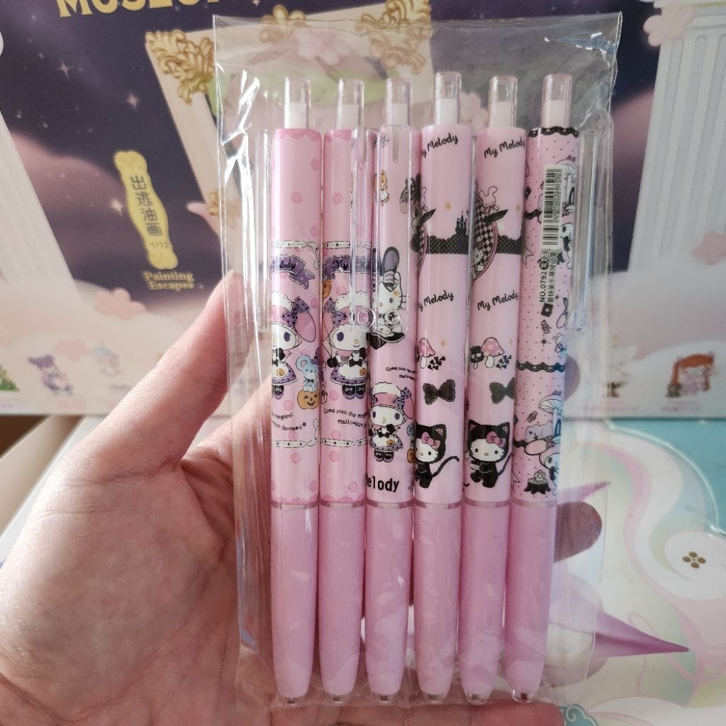 

Pena Set 6 Melody Hello Kitty Sanrio Pink ATK Alat Tulis