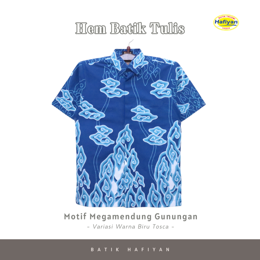 Batik Trusmi Hafiyan Hem Batik Tulis Pria Motif Megamendung Gunungan Cirebon Furing