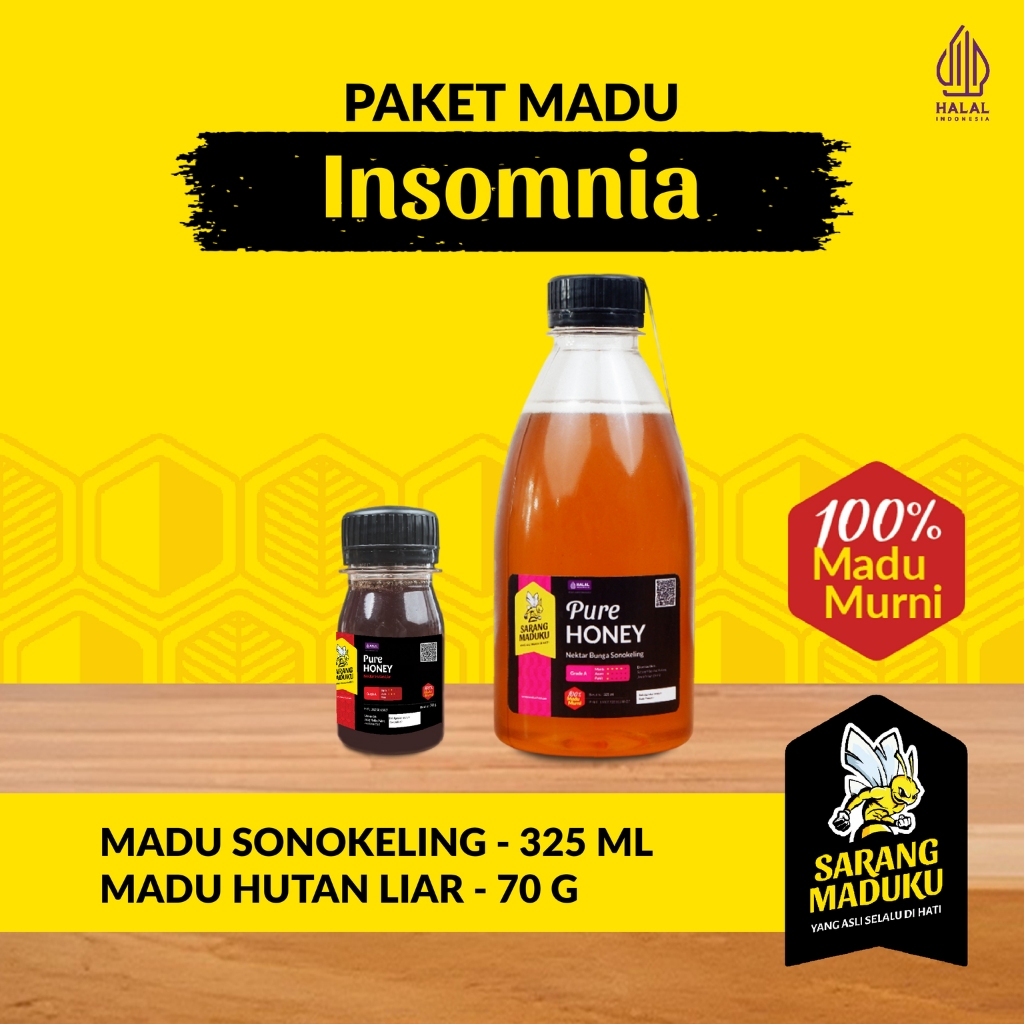 

Sarang Maduku Madu Sonokeling 325ML dan Madu Hutan Liar 70GR Madu Insomnia Asli Murni Raw Honey