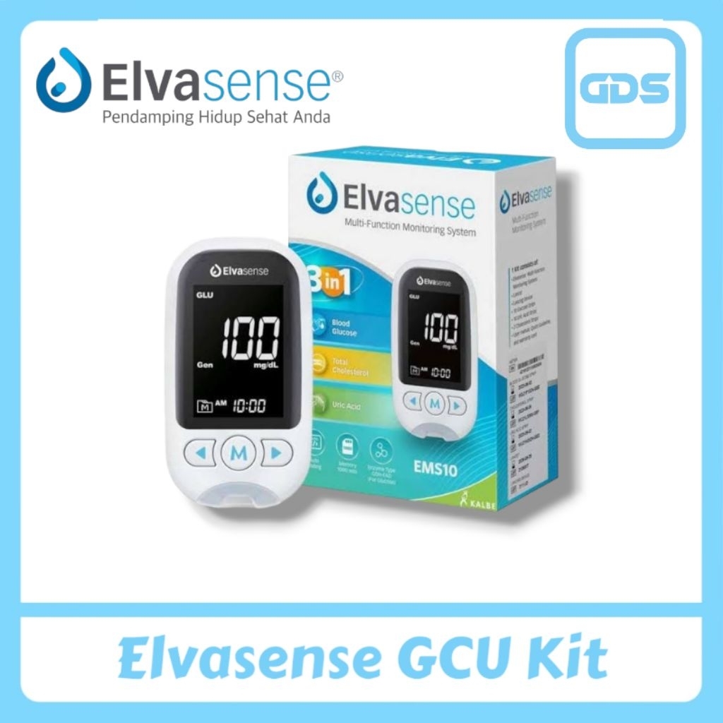 Alat  Elvasense  GCU Alat Cek Gula Darah  3in1 Elvasense