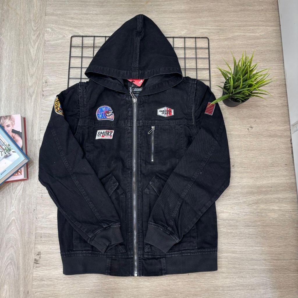 jaket cardinal jeans pria original lengan lepas pasang