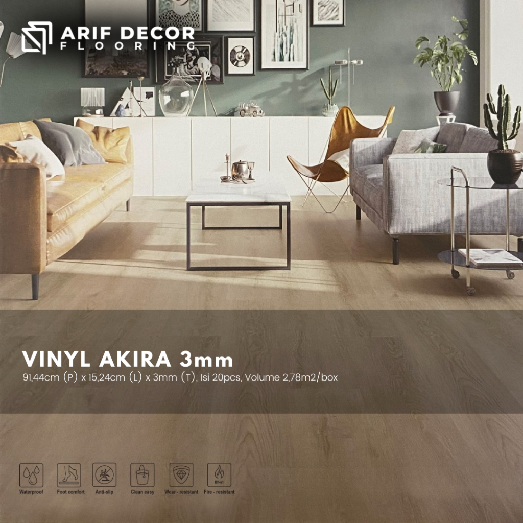 Lantai Vinyl Plank AKIRA motif wood / kayu tebal 3mm - vinyl murah