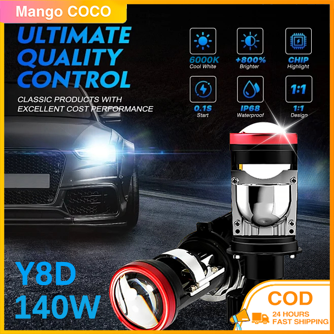 Lampu Led Mobil Motor Mini Projector Projie 2PCS Mini Projector H4 Lampu Led Mobil Dan Motor Y6D Y8D