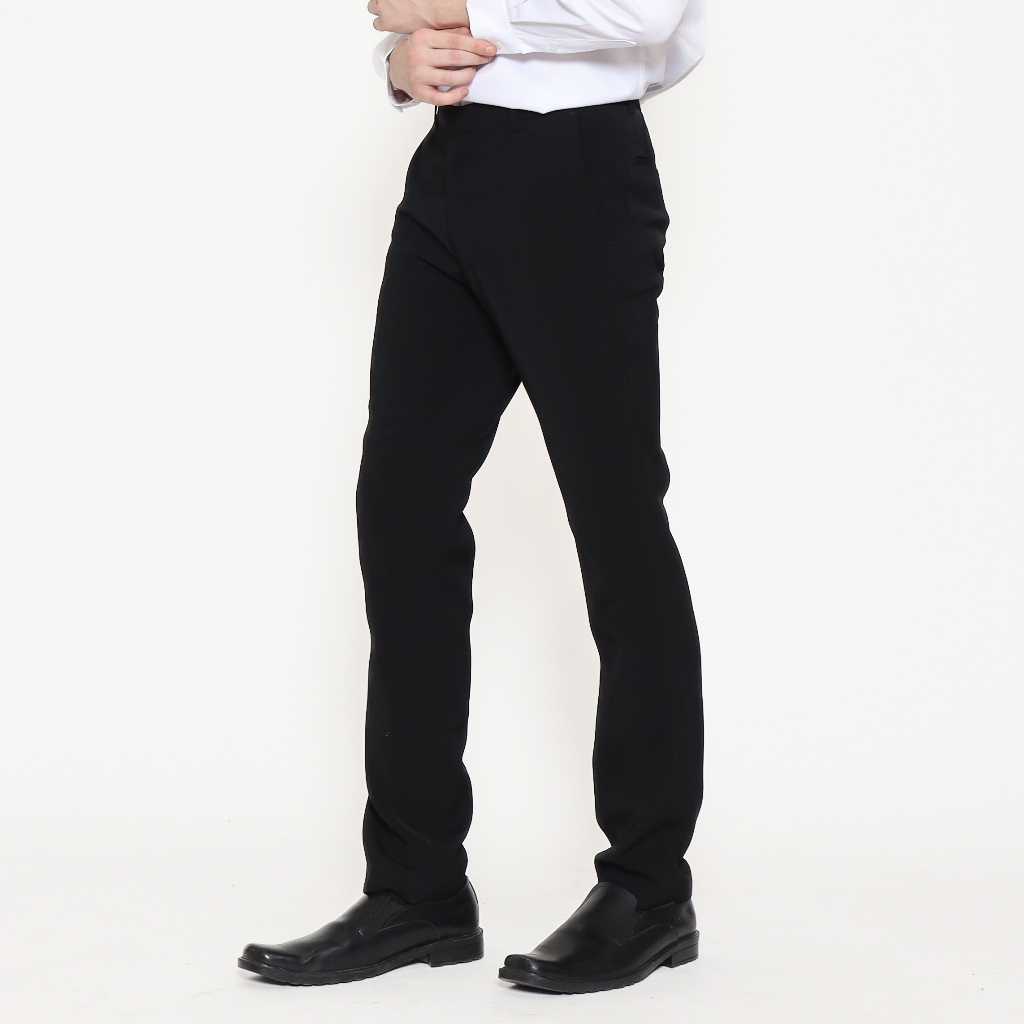 Schoeller Celana Formal Pria Slim Fit Hitam – Artikel Kito | Celana Kantor Bahan Premium