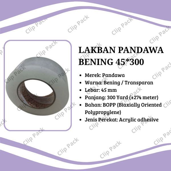 

Pandawa Lakban Bening 45 X 300Y Perekat Ekonomis & Praktis