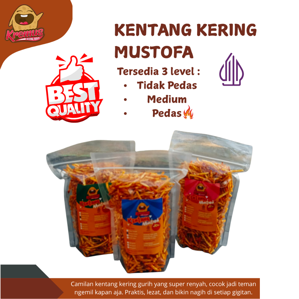 

Kremus Kentang Kering Mustofa Pedas – Snack Renyah Rasa Gurih Aneka Level