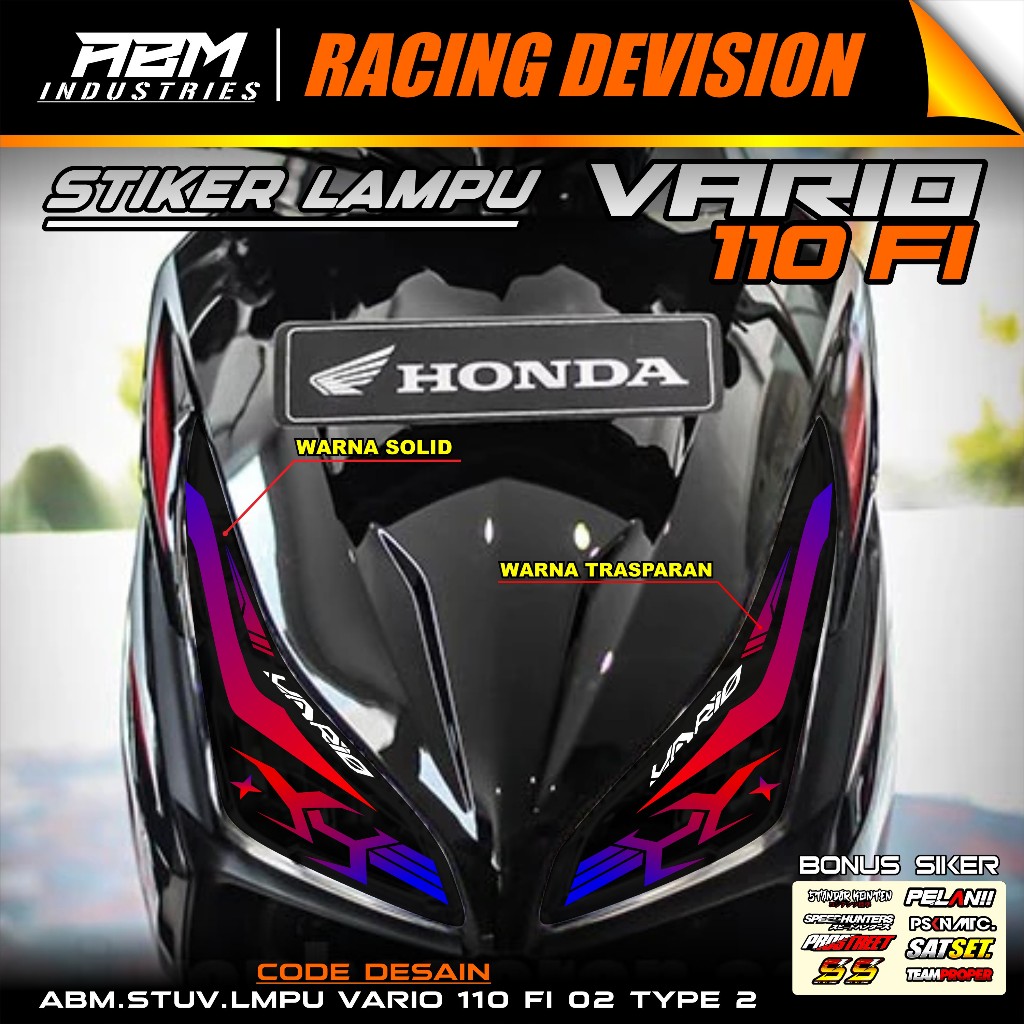 STIKER VARIASI LAMPU ALIS MOTOR VARIO 110 FI TRANSPARAN UV VARIO 110 FI / Sticker Lampu Vario 110 FI